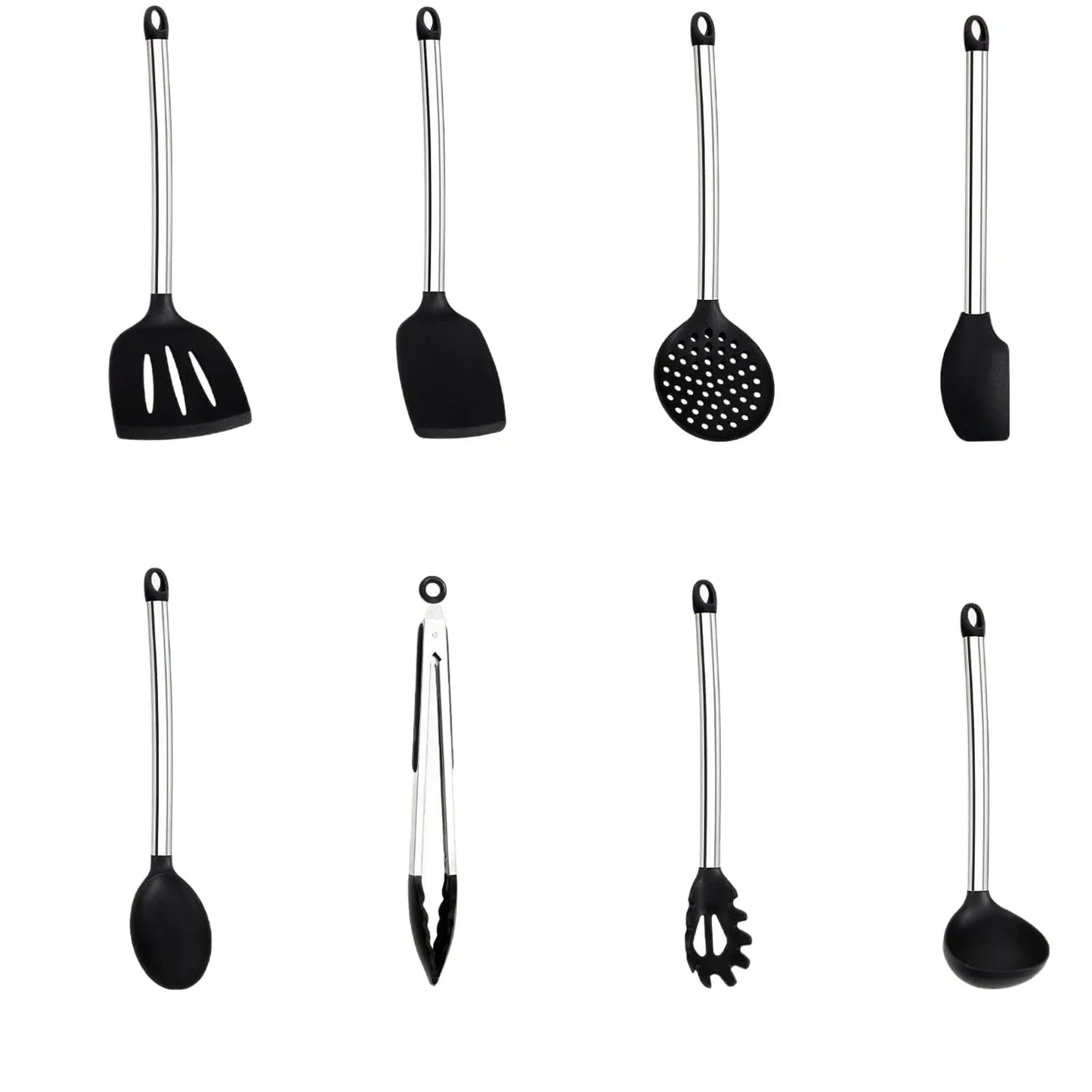 8-Piece Silicone Kitchen Utensils Set – Non-Scratch, Heat Resistant | Spatula, Spoons, Tongs & More