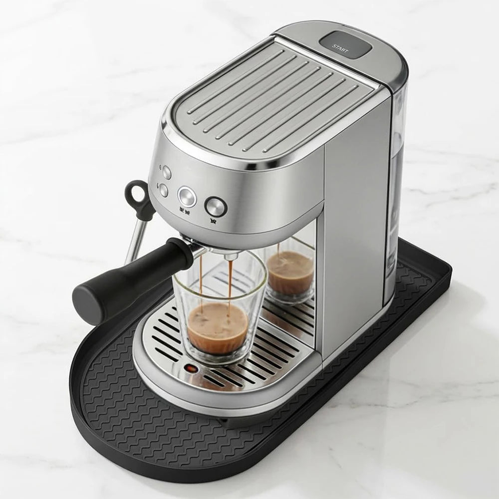 Silicone Coffee Machine Mat with Raised Edges – Non-Slip Leak-Proof Countertop Mat – Ideal for Espresso Machines & Coffee Makers – Available in 20cm & 30cm