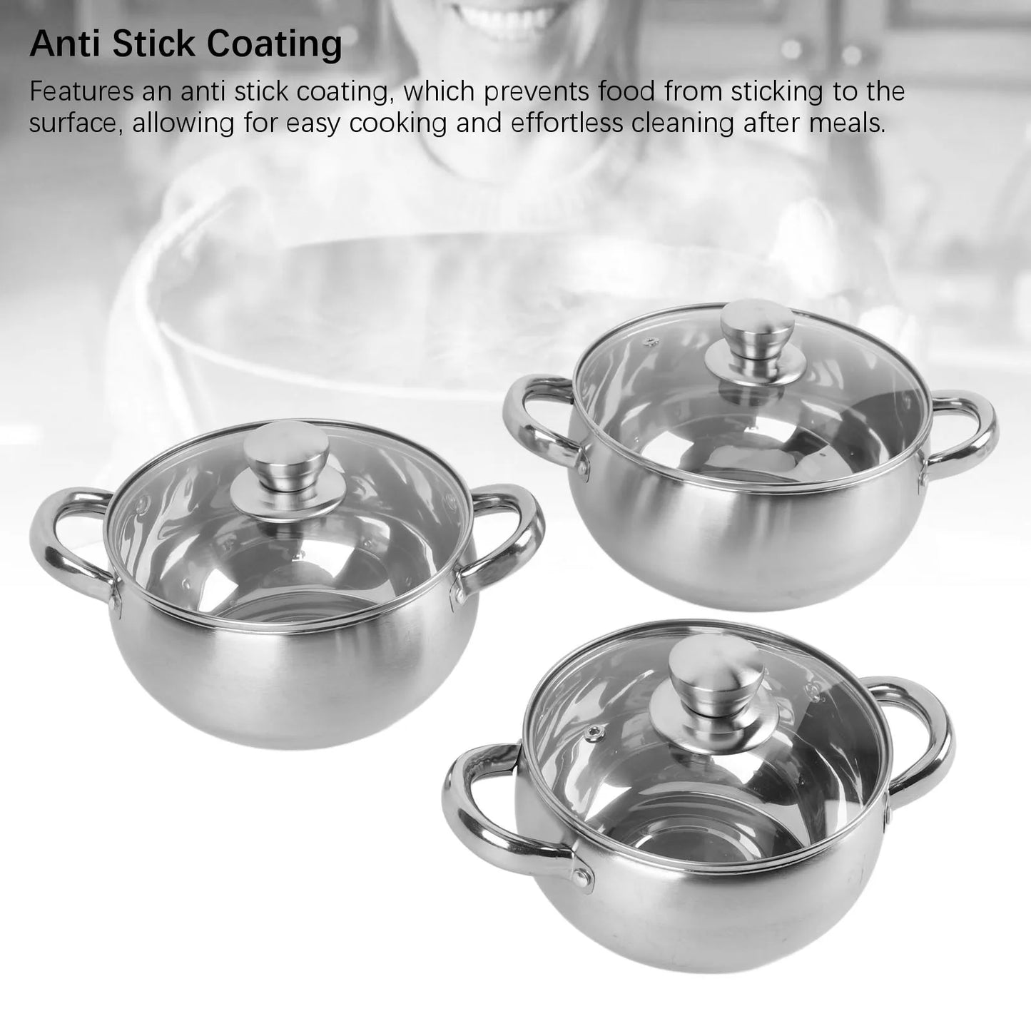 Stainless Steel Soup Pot Set — 3 Piece