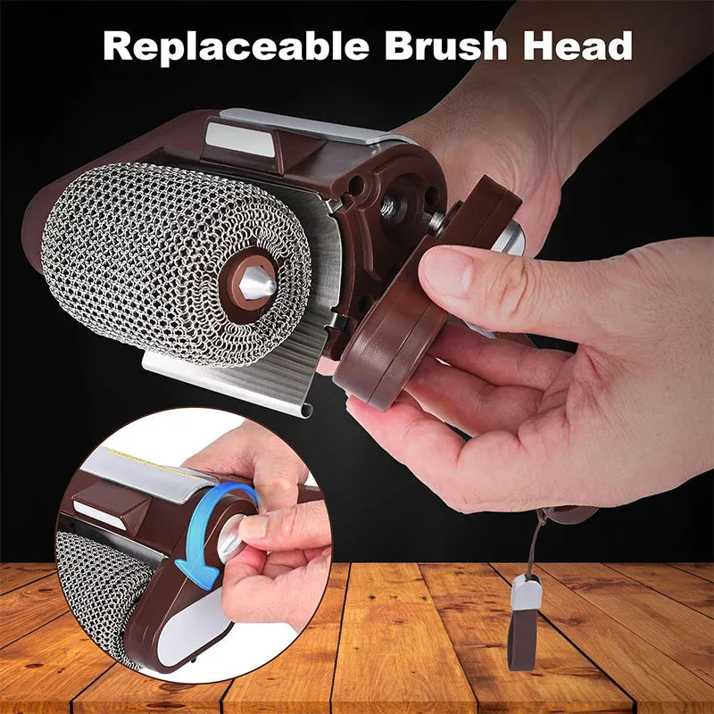 Bristle-Free Spinning Electric Grill Brush – Rechargeable BBQ Cleaner with 350 RPM Stainless Steel Roller – Great for Cleaning Grill Grates