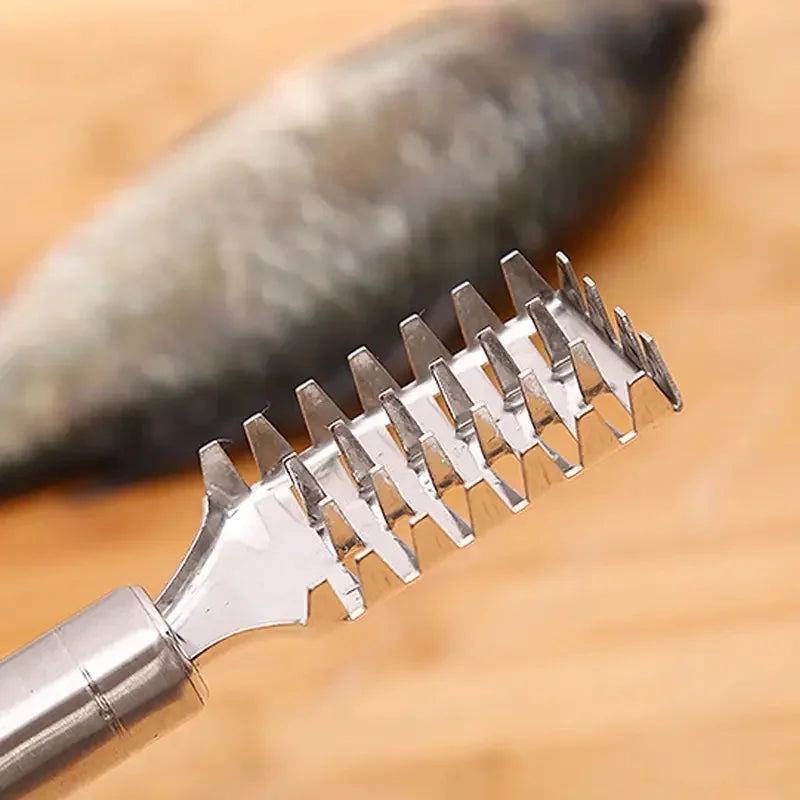 Stainless Steel Fish Scaler – Heavy Duty Sawtooth Fish Scale Remover – Great for Cleaning & Preparing Fresh Fish
