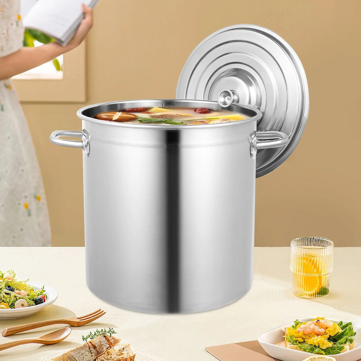 Stainless Steel Milk Can Stockpot with Airtight Lid – 30 Quart Food Warmer & Storage Bucket with Welded Handles – Great for Restaurants, Hotels & Home Kitchens