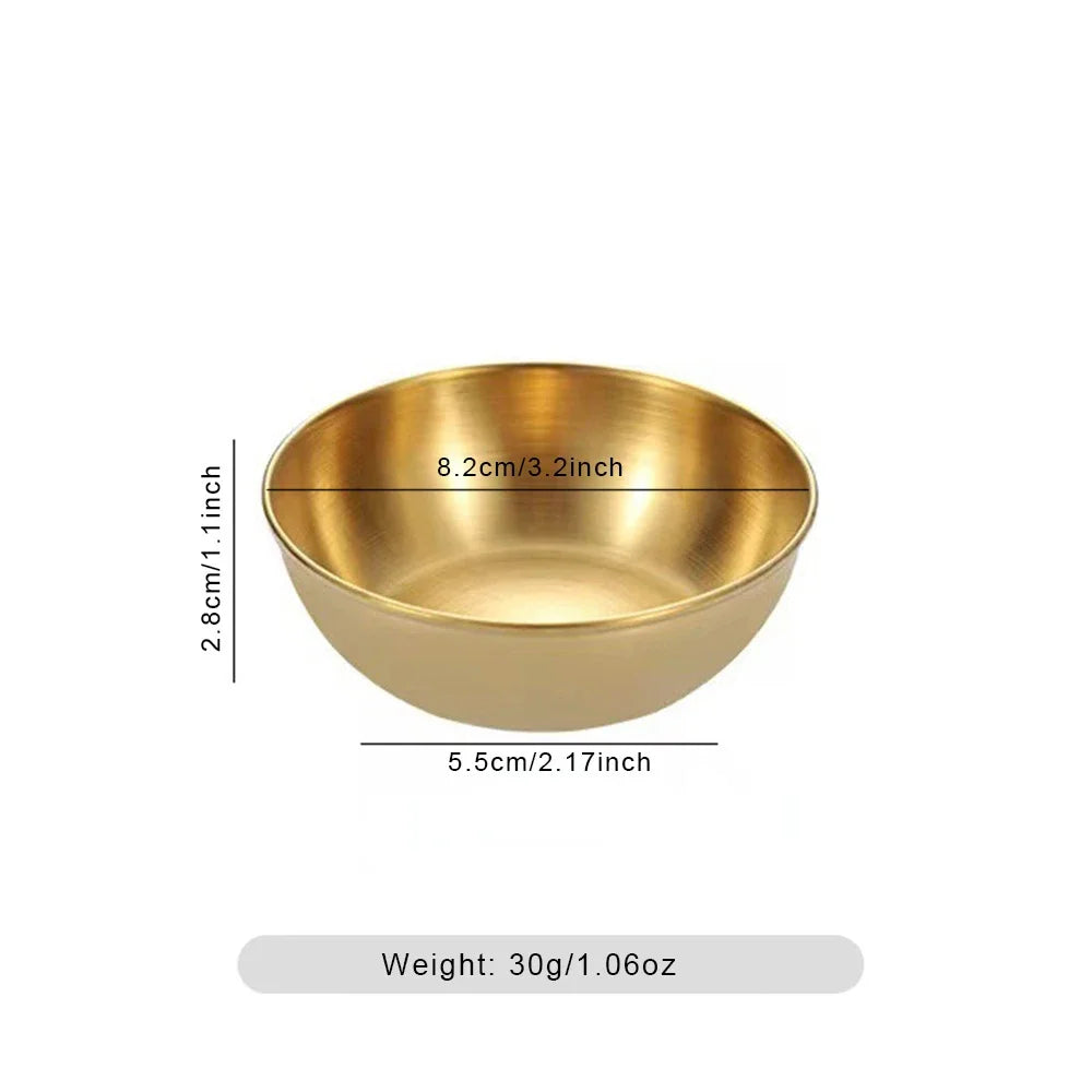 Golden Stainless Steel Bowl Dipping Sauce Condiments Set – 10pcs Appetizer & Seasoning Bowls (8.2×2.8cm) for Dips, Condiments & Kitchen Serving