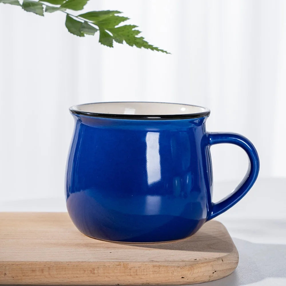Nordic Ceramic Coffee & Tea Mug – Solid Colour Vintage Milk Cup, Available in 8 Colours & 2 Sizes (300ml / 400ml)