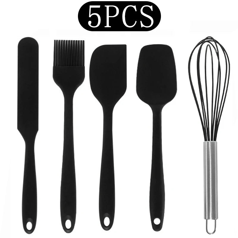 Silicone Kitchen Utensils Set with Stainless Steel Handles – Non-Stick, Heat-Resistant Cooking  Kitchen Utensils for Everyday Cooking & Baking, Available in 4 Colours & Multiple Set Sizes