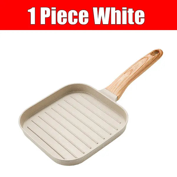 Non-Stick Grill Pan – Skillet for Indoor & Outdoor Grilling – 19cm Square Perfect Griddle for Steak, Meat, and Vegetables – Compatible with All Stovetops – Available in Black or White, and in 1-Piece or 3-Piece Sets (