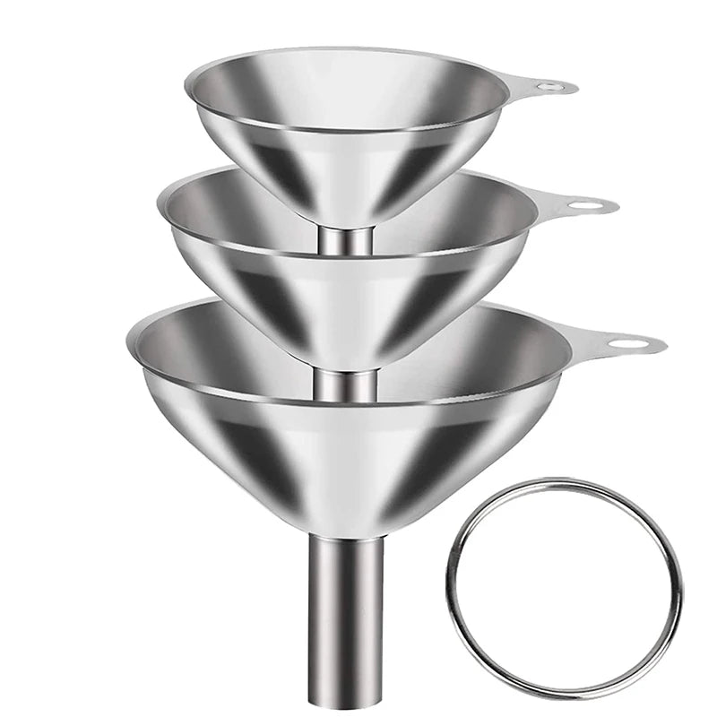 Stainless Steel Kitchen Funnel Set without brush