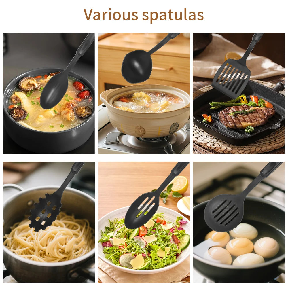 13 Piece Maifan Stone Non-Stick Cookware Set with Utensils – Skillet, Soup Pots & Saucepan with Glass Lids – Best for Gas & Induction Hobs