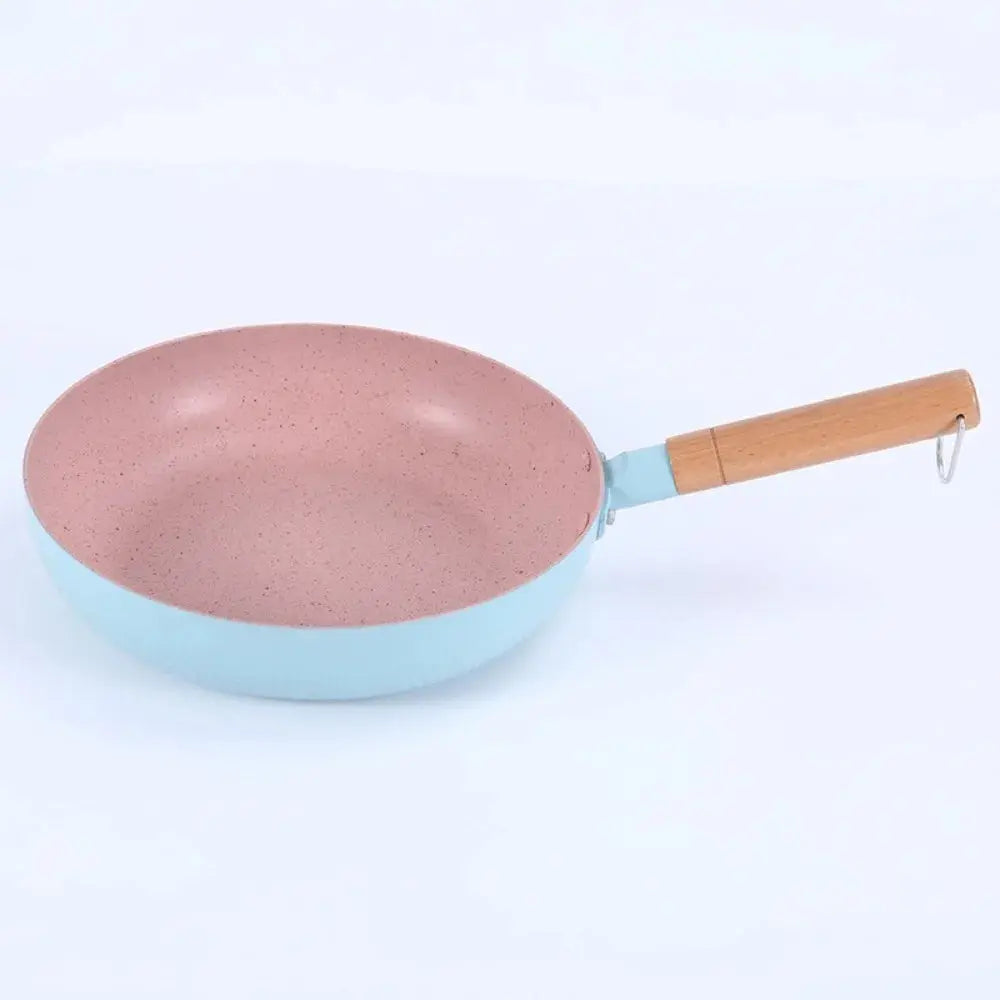 Bicolour Pink Interior Maifan Stone Non-Stick Frying Pan – Available in 20cm & 24cm Sizes – Skillet for Searing, Sautéing, Steak, Eggs, Pancakes, Crepes, Stir-Frying & Daily Cooking – Heat-Resistant Handle
