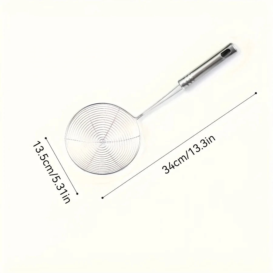 Long Stainless Steel Wire Skimmer Ladle – Strainer Spoon for Frying, Blanching & Hot Pot – Great for Chips, Dumplings & Noodles (34cm)