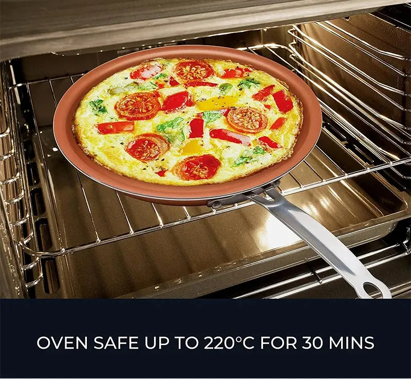 Non-Stick Frying Pan with Ceramic Titanium Coating – Titanium-Coated Round Copper Skillet for Even Heat Cooking – Ideal for Frying Eggs, Omelettes, Sautéing & Daily Meals – Available in 20cm, 24cm & 28cm C for Chef