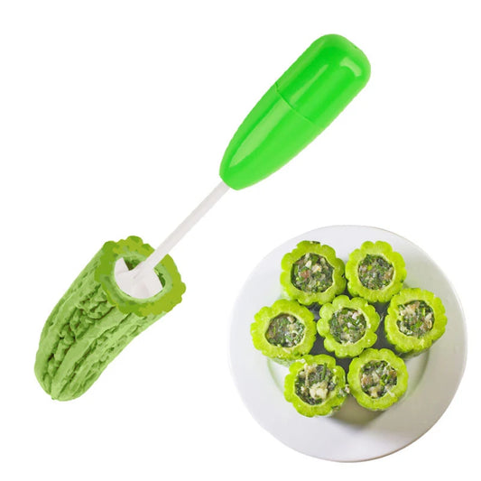 4 Piece Vegetable Corkscrew Carver Set – Replaceable Spiral Cutter Heads & Vegetable Hole Digger – Perfect for Stuffed Vegetables & Garnishes