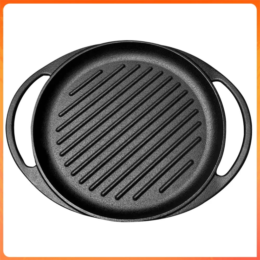 Iron Grill Pan with Dual Handles - 10 Inch