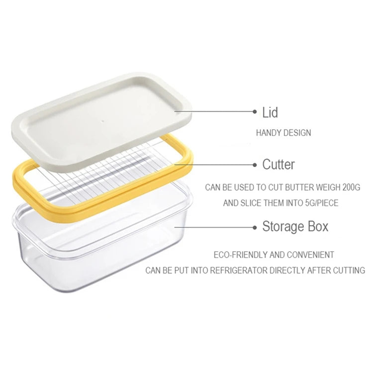 Stainless Steel Butter Dish with Lid & Cutter – Rectangle Butter Keeper & Container – Perfect for Storing & Slicing Butter in the Fridge