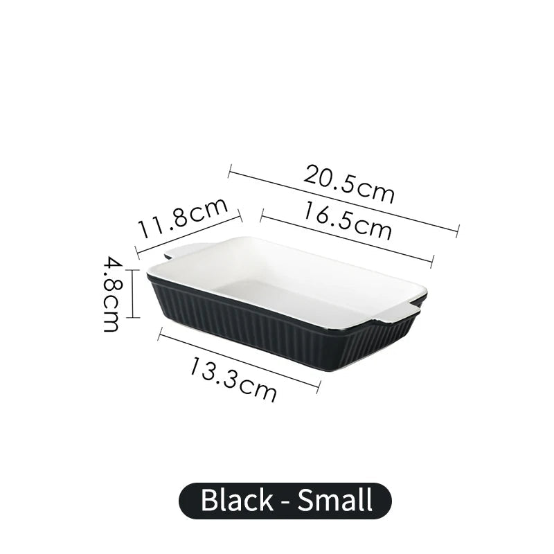 Ceramic Baking Dish with Easy-grip Handles Black — Small (20.5 × 13.3 × 4.8 cm)