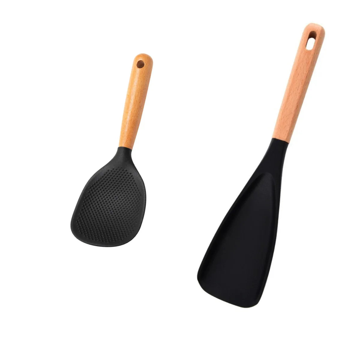 Silicone Cooking Spoon with Wooden Handle – Multi-Function Spatula Spoon for Nonstick Cookware – Great for Mixing, Stirring & Serving