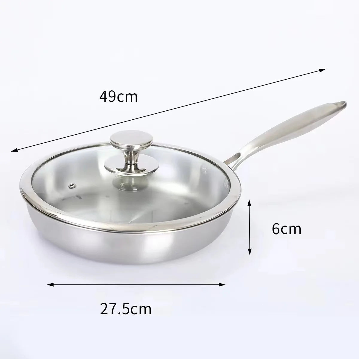 Stainless Steel Uncoated Frying Pan