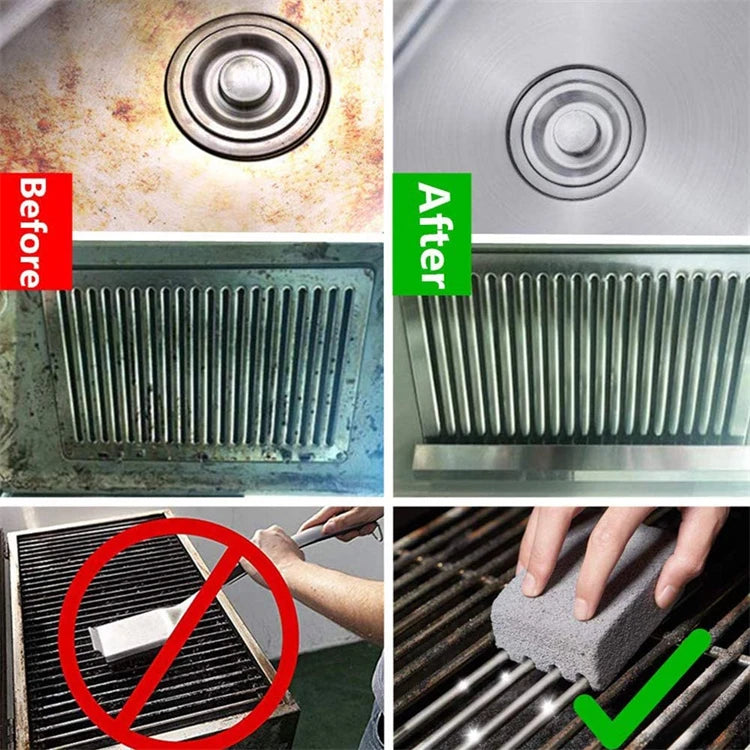 Pumice Grill & Griddle Cleaning Brick – De-Scaling Cleaning Stone Block – Ideal for Removing Grease & Stains from BBQ Grills and Griddles