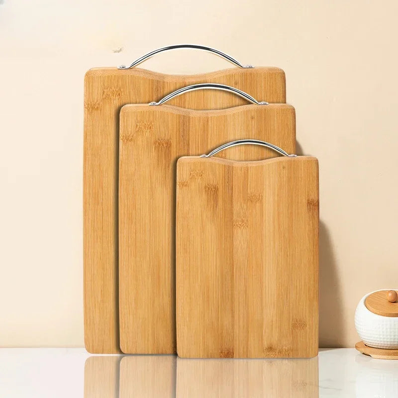 Reversible Double-Sided Bamboo Cutting Board with Stainless Steel Handle – Durable, Stylish, Hygienic & Easy-to-Store Multi-Purpose Chopping Board for Daily Food Prep – Available in 6 Sizes