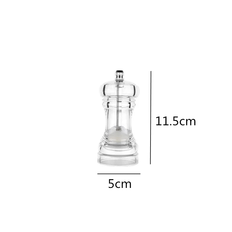 Clear Acrylic Salt & Pepper Grinder Mill with Adjustable Ceramic Coarseness – Refillable Sea Salt & Pepper Mill – Great for Sea Salt & Peppercorns – Available in 4, 5, 6 & 8 Inch