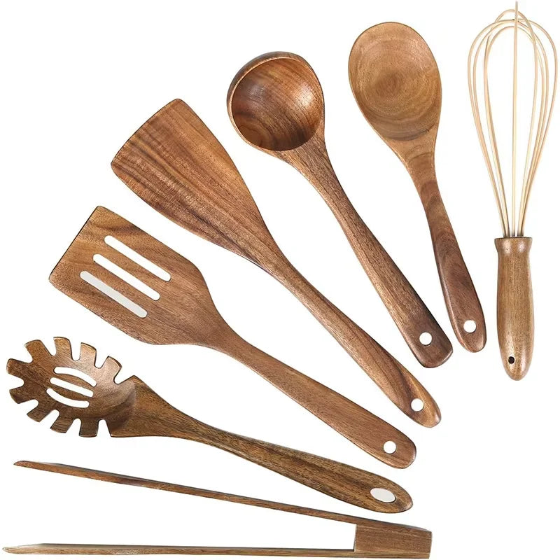 Acacia Wood Kitchen Utensil Set 7 Pieces