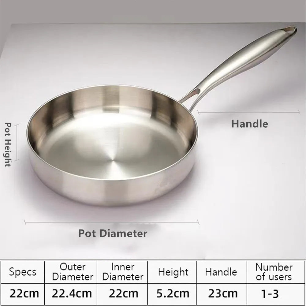 Stainless Steel Skillet – Premium 316 Eco-Friendly 7-Ply Thick Non-Stick Frying Pan for Steak, Sautéing & Daily Cooking – Uncoated Cookware for Gas & Induction (Available in 22cm, 24cm, 26cm, 28cm, 30cm)