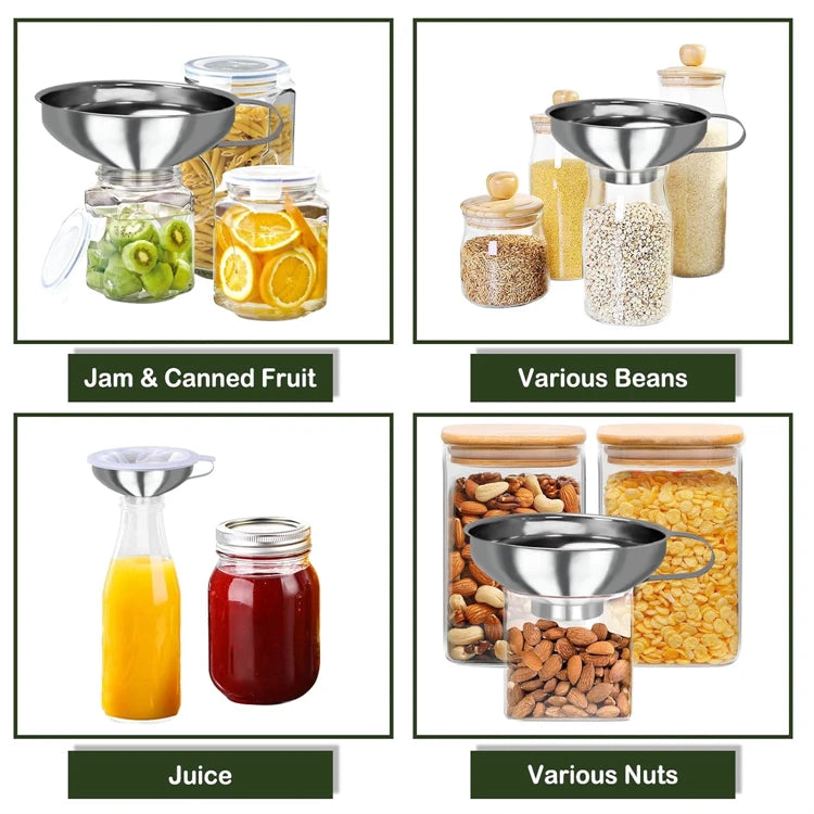 Stainless Steel Wide Mouth Canning Funnel – Metal Jar Funnel for Filling Mason Jars – Great for Jams, Preserves & Dry Goods – Available in Small, Large & Set