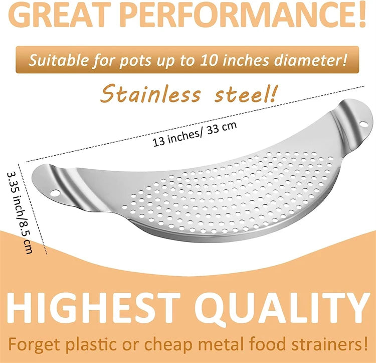 Stainless Steel Pot Strainer with Handle – Pasta Colander Insert & Pan Drainer – Ideal for Draining Pasta & Vegetables from Different Pots