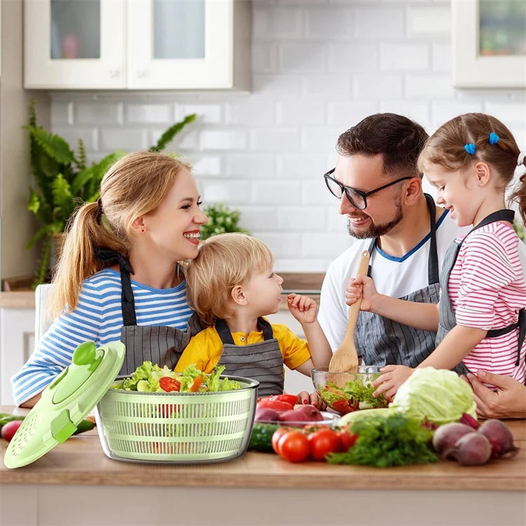 4.2L Quick Dry Salad Spinner – Lettuce Washer & Drainer with Multiple Water Outlets – Best for Washing & Drying Salad Leaves – Available in Black & Green Colours