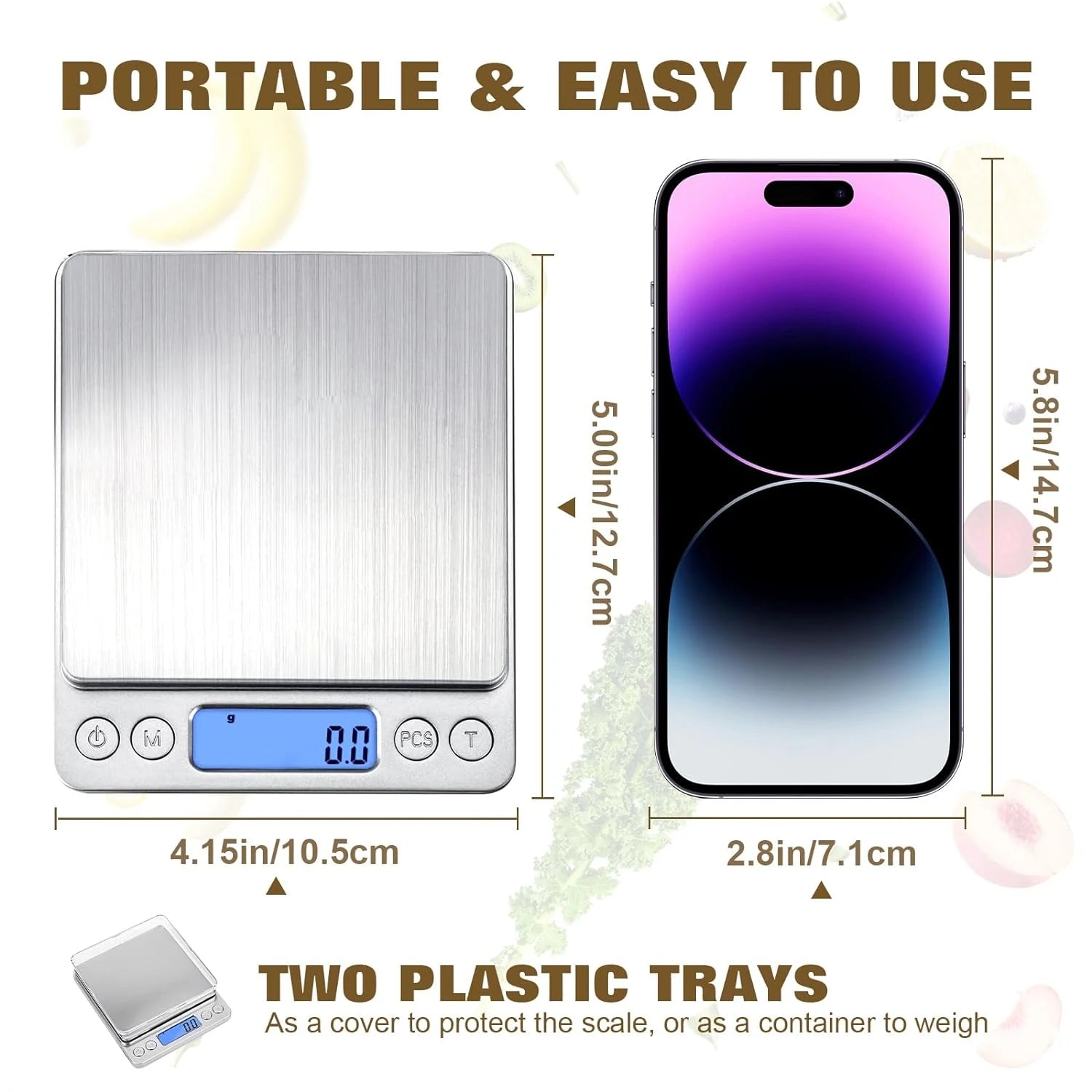 Digital Kitchen Scale with LCD Display and 2 Trays