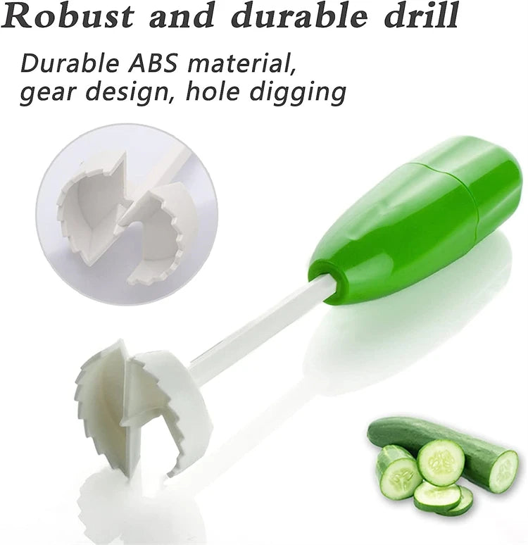 4 Piece Vegetable Corkscrew Carver Set – Replaceable Spiral Cutter Heads & Vegetable Hole Digger – Perfect for Stuffed Vegetables & Garnishes