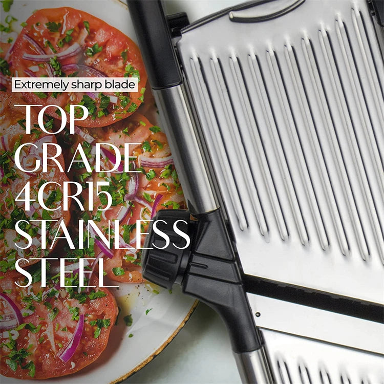Multi-Function Stainless Steel Adjustable Mandoline Slicer – Professional Food Cutter, Chopper & Julienne Slicer for Kitchen Prep, Potatoes, Carrots, Onions & More