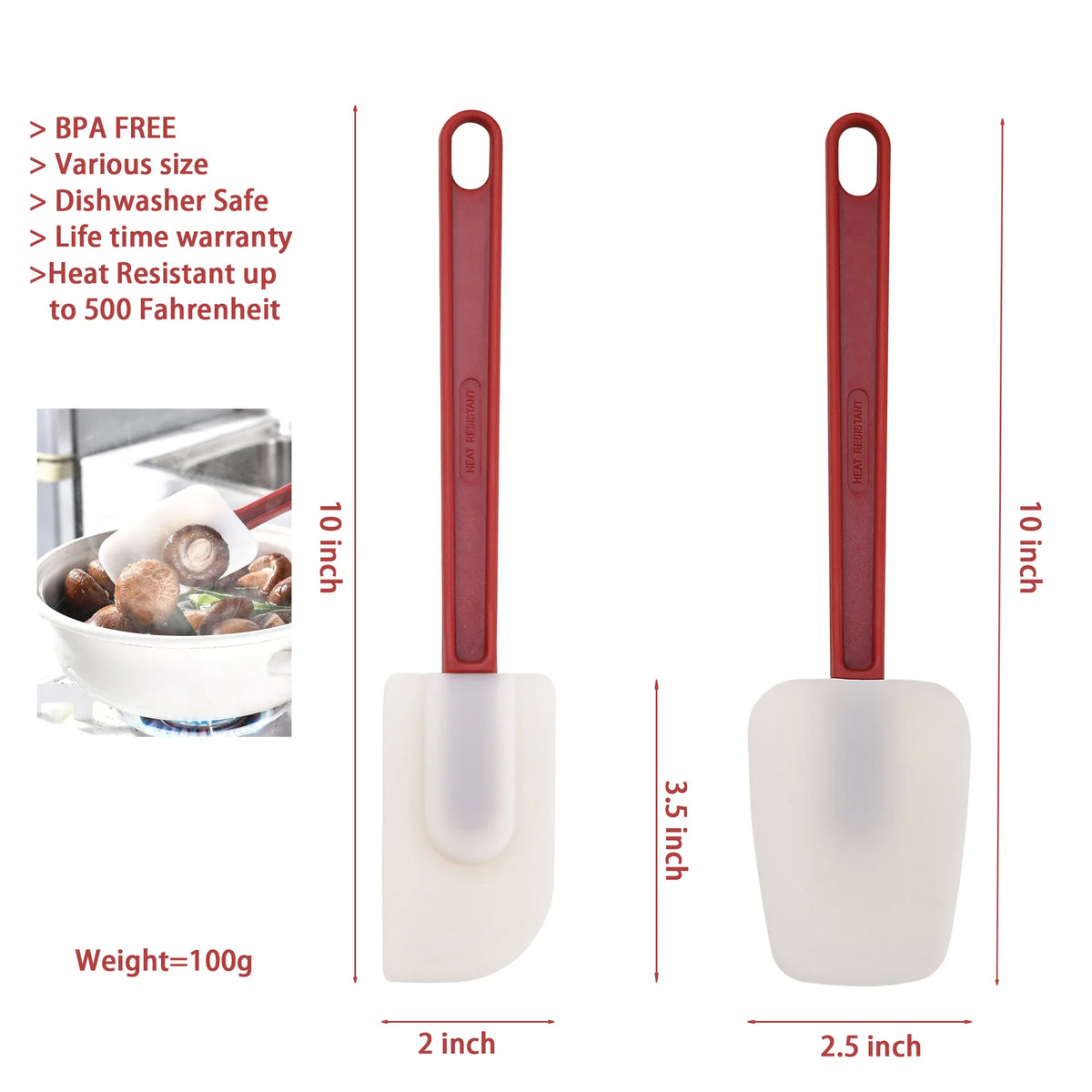 Heat Resistant Silicone Rubber Spatula – Non-Stick High Temperature Scraper – Ideal for Baking, Stirring & Scraping Bowls Clean