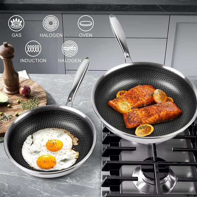 Stainless Steel Honeycomb Frying Pan