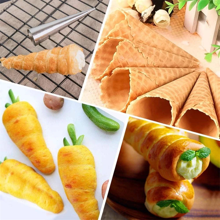 Stainless Steel Cream Horn Moulds – Cannoli Tubes & Pastry Cone Forms – Ideal for Cream Horns, Cannoli & Croissant Rolls – Available in 20, 23 & 33 Pieces