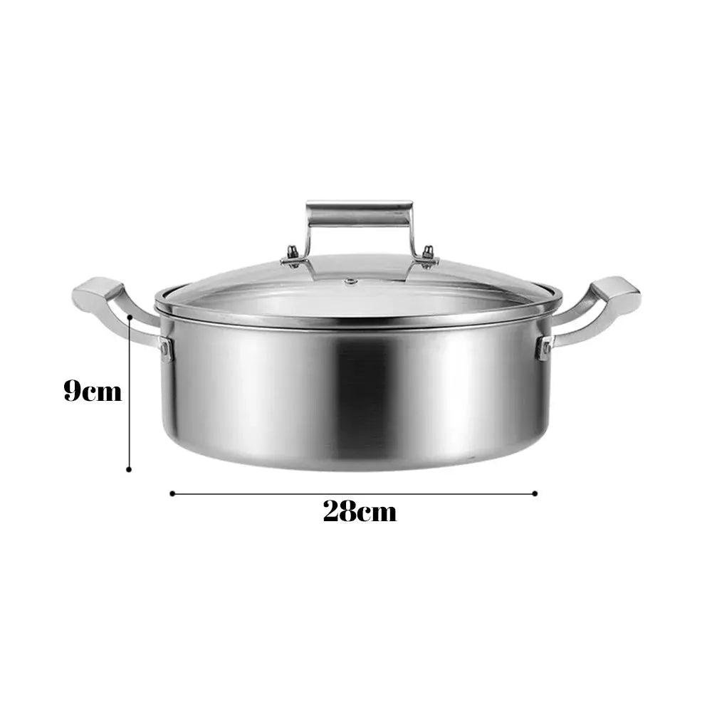 5-Ply Stainless Steel Multi-Purpose Sauté Pan / Stock Pot with Glass Lid & Side Handles – Ideal for Sautéing Vegetables, Searing Meat, Preparing Stocks, Broths, Soups, Stews, Sauces & One-Pot Meals 28cm