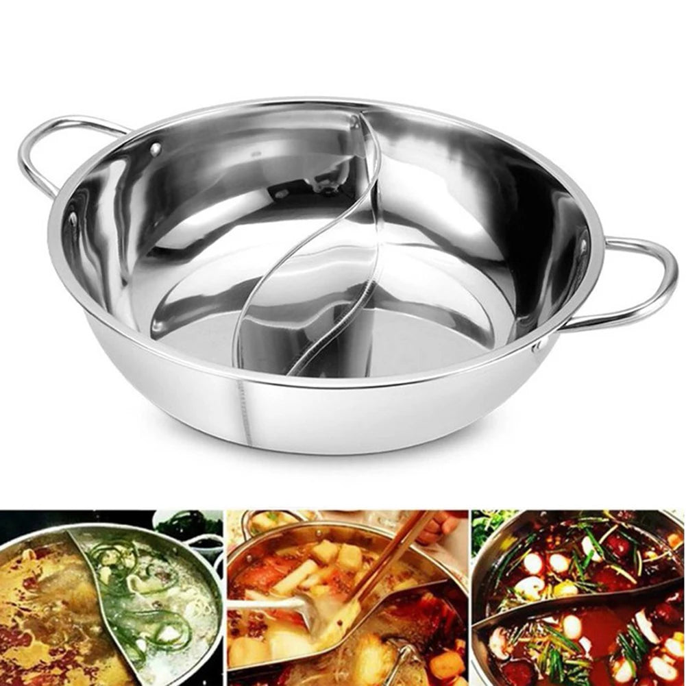 Divided Hot Pot – Stainless Steel Twin Soup Pot for Gas & Induction Hobs – Ideal for Hot Pot Parties & Family Dinners – Available in 28cm & 30cm