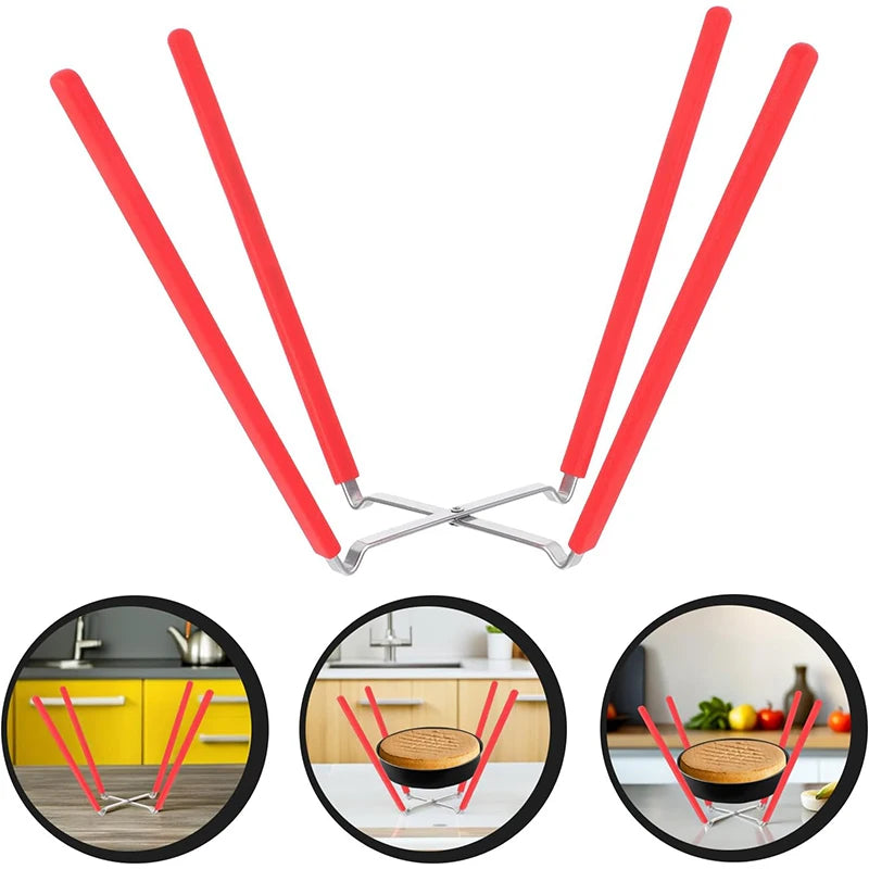 Collapsible Stainless Steel Inverted Cake Cooling Rack – Chiffon Cake Stand & Holder with Silicone Feet – Ideal for Cooling Chiffon & Angel Food Cakes – Available in Red & Yellow Colours