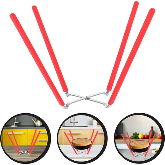 Collapsible Stainless Steel Inverted Cake Cooling Rack – Chiffon Cake Stand & Holder with Silicone Feet – Ideal for Cooling Chiffon & Angel Food Cakes – Available in Red & Yellow Colours