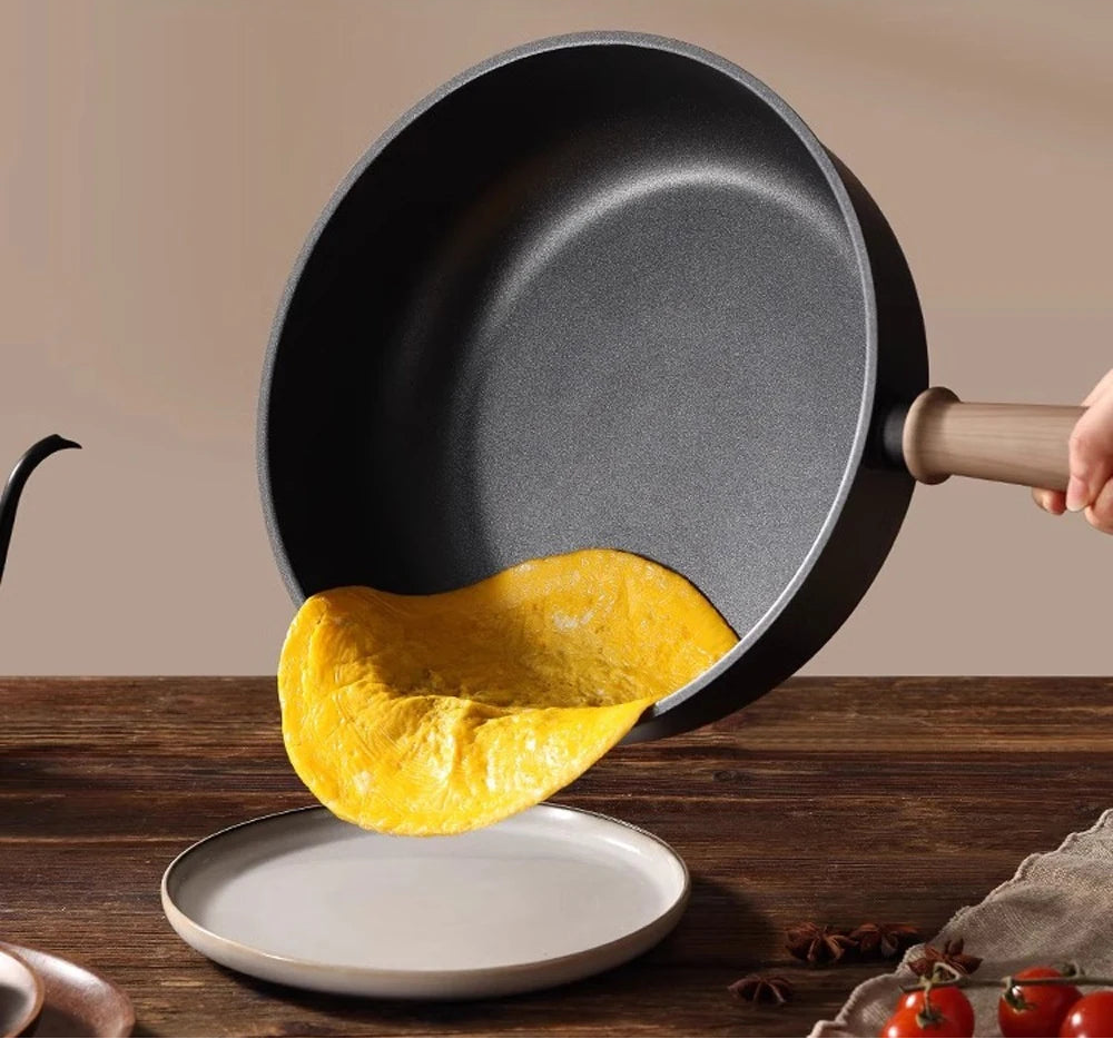 28Cm Titanium Nonstick Deep Frying Pan with Glass Lid  For Induction Electric Gas Stoves Eco Friendly Cookware