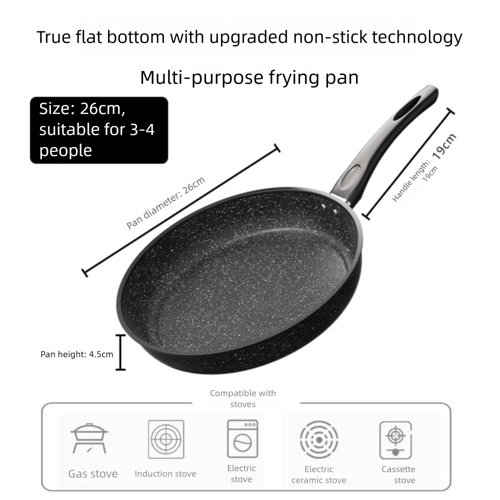 Maifan Stone Non-Stick Frying Pan with Glass Lid – Multi-Purpose  Skillet for Steaks, Eggs, Pancakes & Daily Cooking – Durable Even-Heat Cookware Available in 22cm, 24cm, 26cm & 28cm Sizes (With Lid or No Lid Options