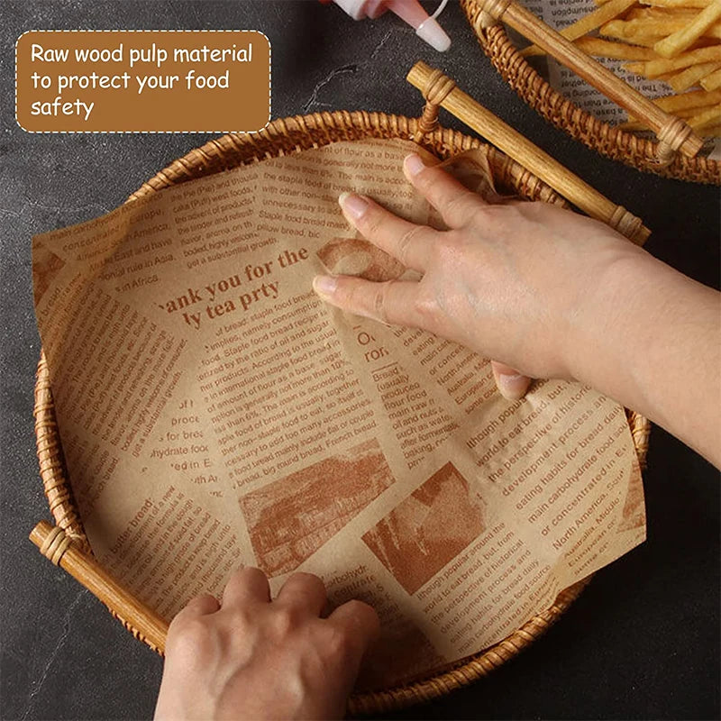 50 Piece Greaseproof Deli Paper Sheets – Non-Stick Sandwich Wrapping & Baking Paper – Perfect for Burgers, Sandwiches, Bread & Pizza – Available in Brown & White