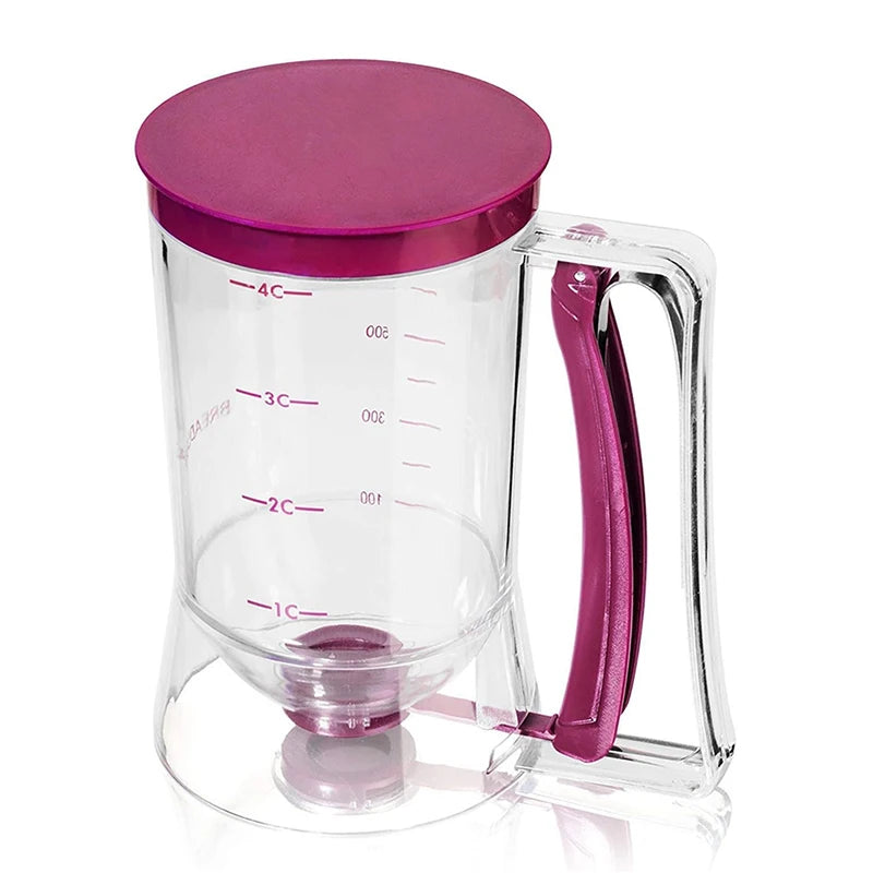 900ml Pancake Batter Dispenser with Measuring Label – 4 Cup Cupcake & Cookie Batter Dispenser – Great for Pancakes, Waffles & Cupcakes – Available in 1 Piece & 2 Pieces