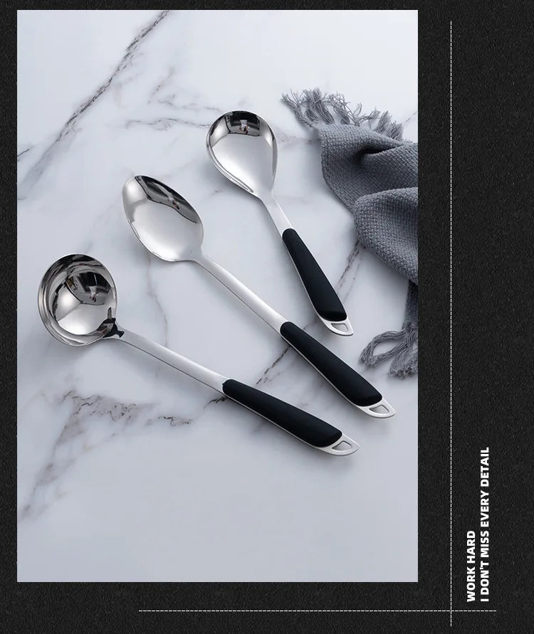 6-Piece Stainless Steel Kitchen Utensil Set with Ergonomic Handles