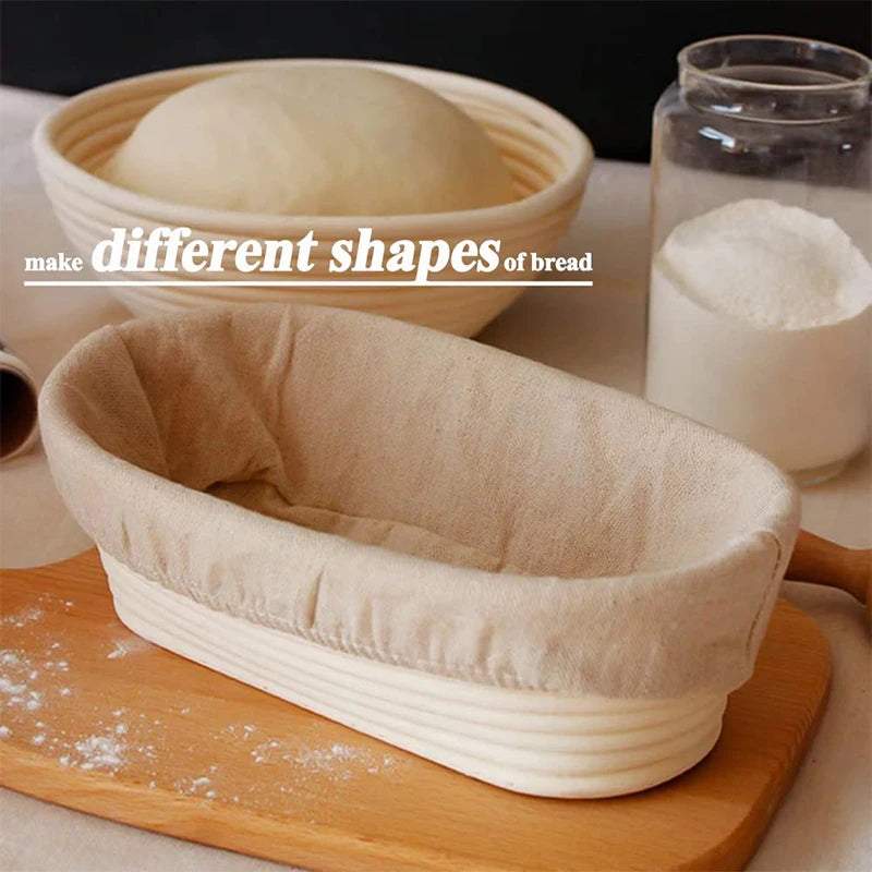 Rattan Bread Proofing Basket with Linen Liner – Round & Oval Banneton for Sourdough – Perfect for Proving Dough & Homemade Bread