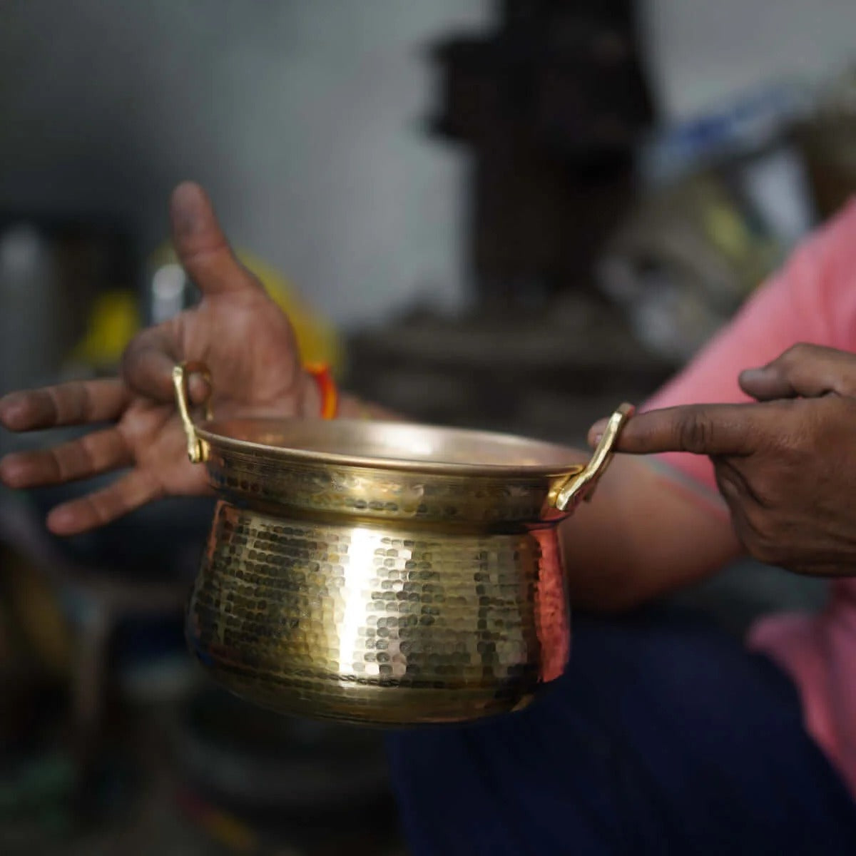 Brass Pot Handcrafted Traditional Cooking Vessel Tin Coated