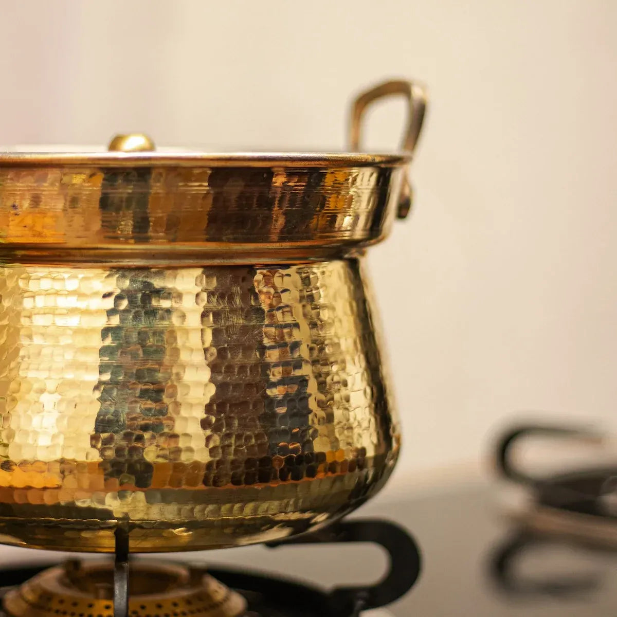 Brass Pot Handcrafted Traditional Cooking Vessel Tin Coated