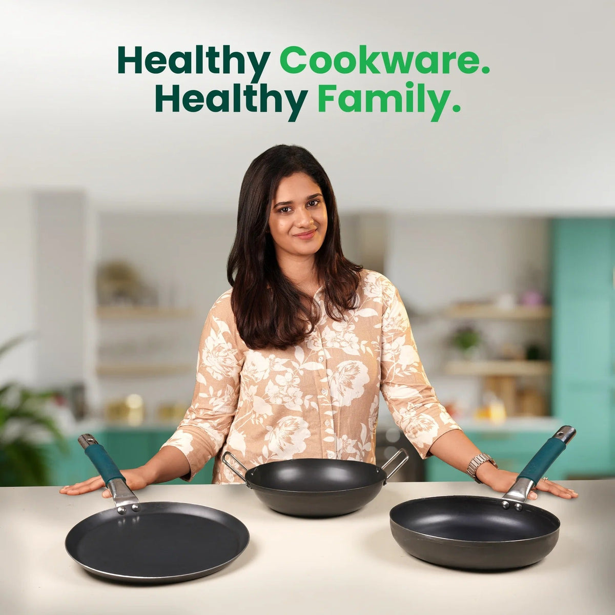 Iron Cooking Set of 3 Kadai (25.4 cm)+ Tawa(26.3 cm)+Fry Pan (25.4 cm)