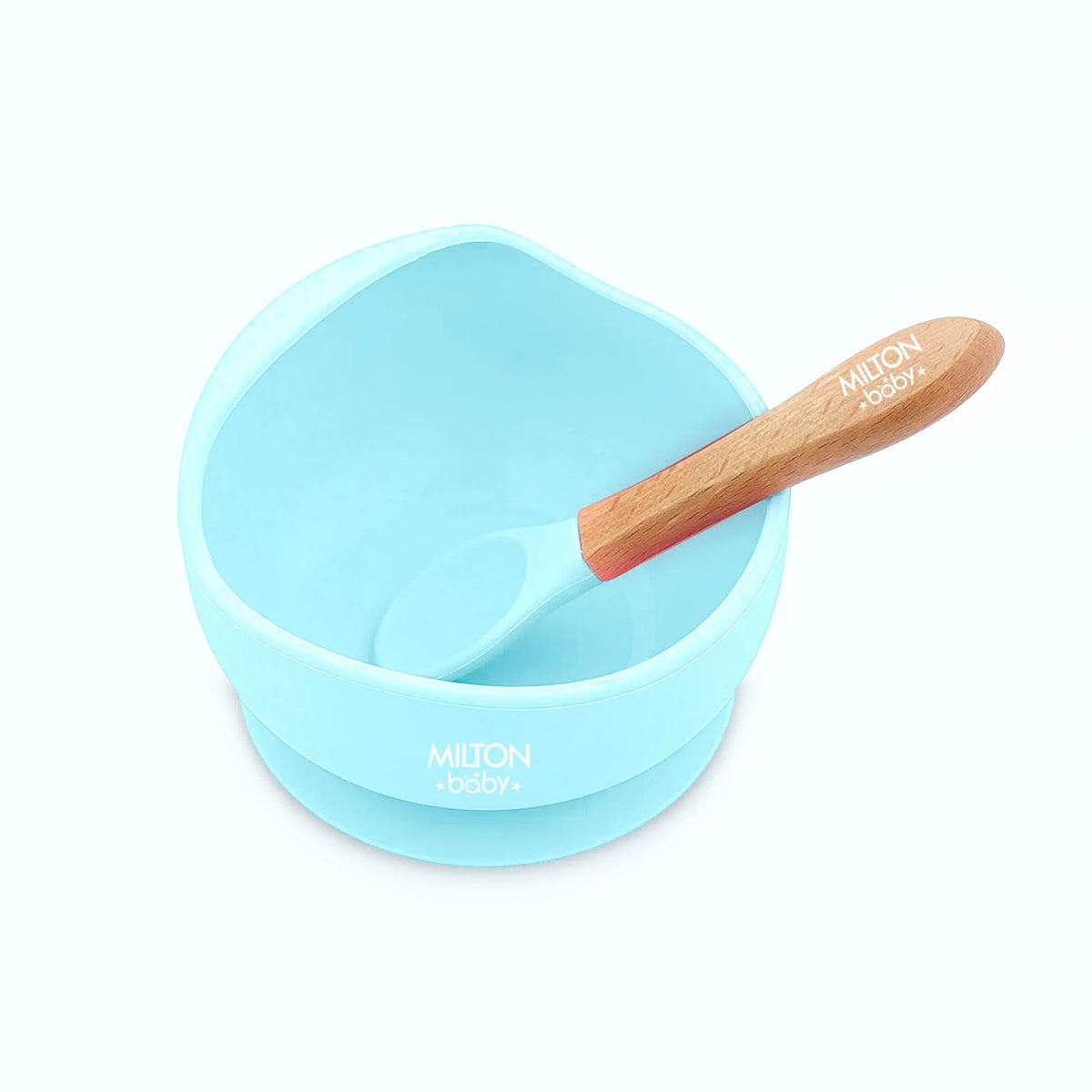 Silicone Suction Bowl with Spoon for Baby Sky Blue