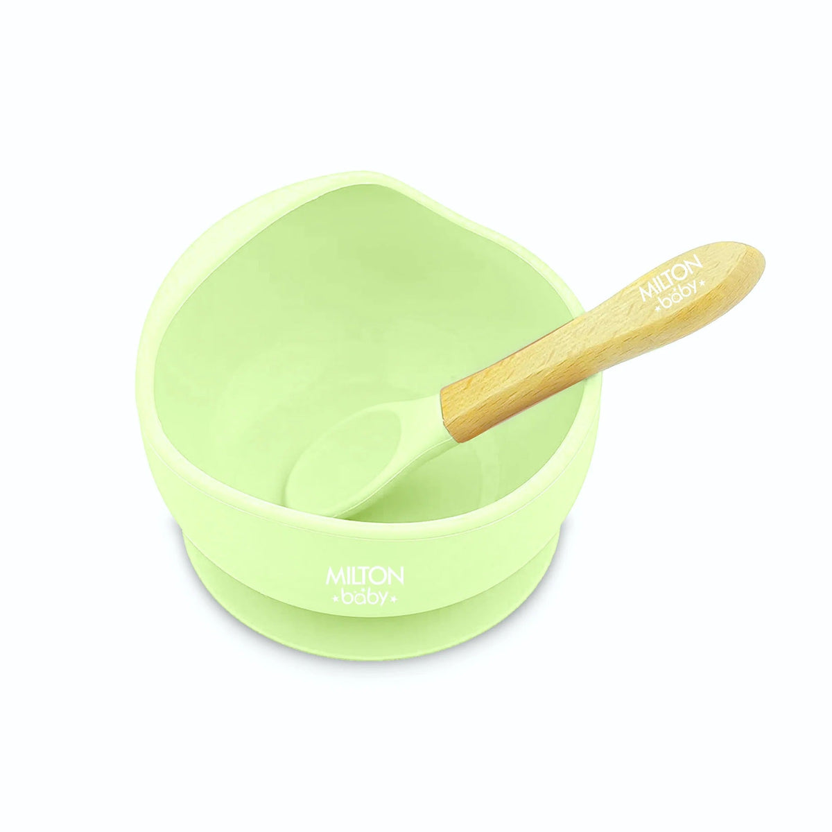 Silicone Suction Bowl with Spoon for Baby Mint Green